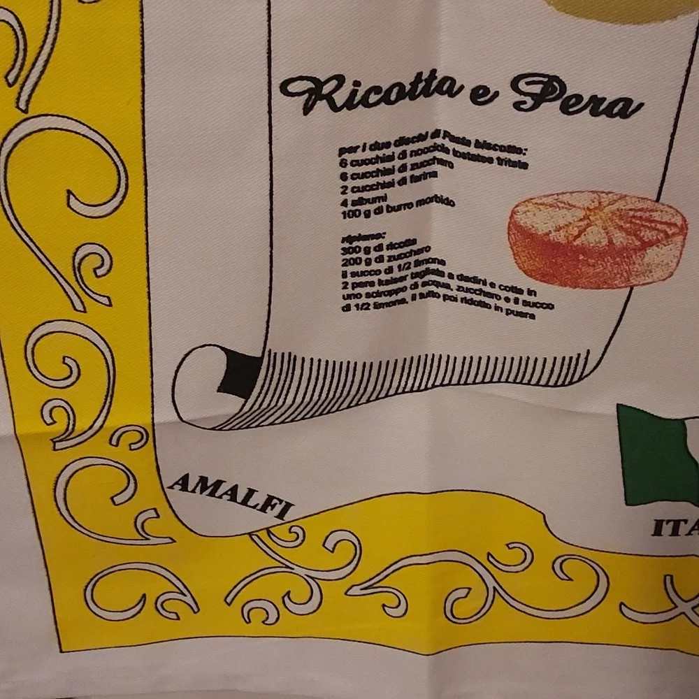 Italian Dish Towel Tea Towel Yellow White Recipe Theme